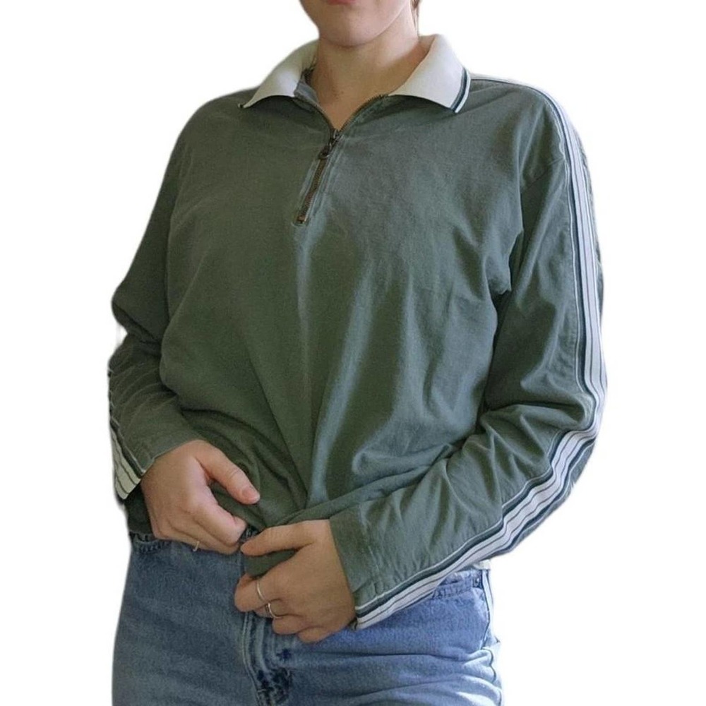 Vintage sage green quarter zip y2k longsleeve